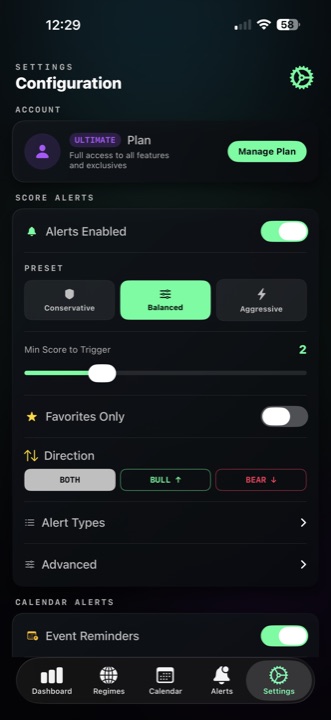 MacroVolt alert configuration screen